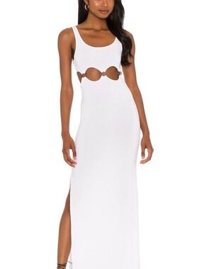 Indah White Cutout Maxi Dress with Ring Details